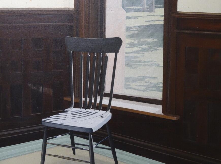 "Old Main Chair" by Nancy Teague, acrylic on canvas